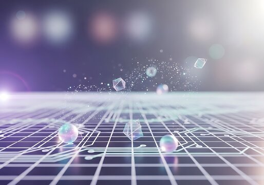 Explore the digital frontier with holographic spheres and circuit board network