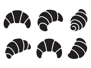 croissant glyph icon on transparent background