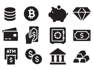 Money icon set. Dollar and Euro symbol. Vector illustration.  