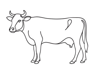 Cow animal continuous one line drawing minimalism design Editable stroke 
