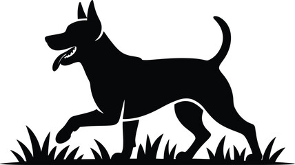 Playful Dog Silhouette in Grass