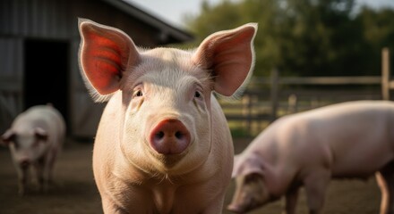 Pig close-up on a farm