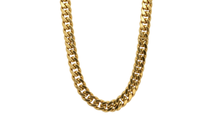 Luxurious gold cuban link chain necklace on black background