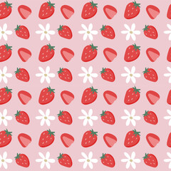 Playful Strawberry and Daisy Motif