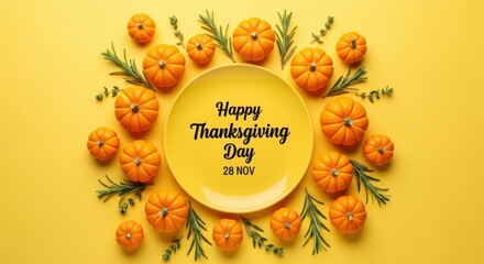 Happy Thanksgiving Day Festive Arrangement with Pumpkins