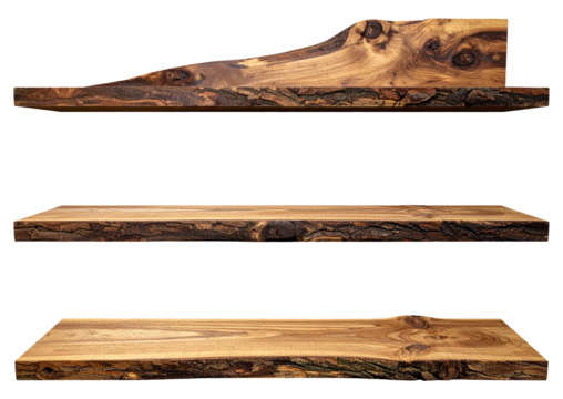 Wooden shelves minimal design isolated object