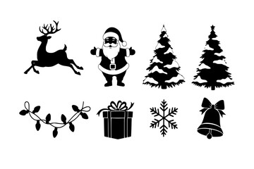 Set of christmas silhouettes.
