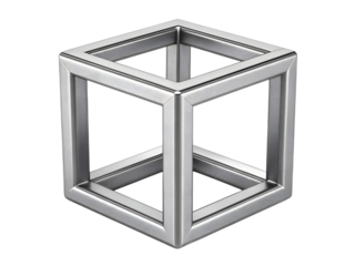 Impossible cube isolated on transparent background, an optical illusion concept