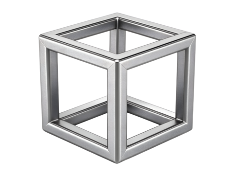 Impossible cube isolated on transparent background, an optical illusion concept