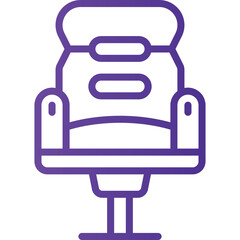 Purple Line Art Icon of a Comfortable Armchair with a Transparent Background Isolated on White