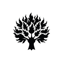 Tree of life with flames as leaves representing growth renewal and transformation isolated on white background isolated on transparent background