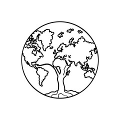 Earth tree drawing representing global growth and environmental care isolated on white background isolated on transparent background