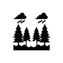 Obraz premium A set of vector icons of snow-capped mountains and Christmas trees for a winter holiday design