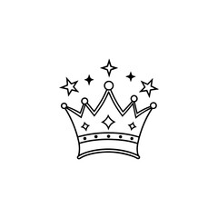 Crown with stars a symbol of royalty and achievement depicted as a simple line drawing isolated on white background isolated on transparent background