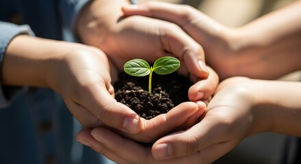 Hands cradling a tiny sprout symbolizing hope for future generations