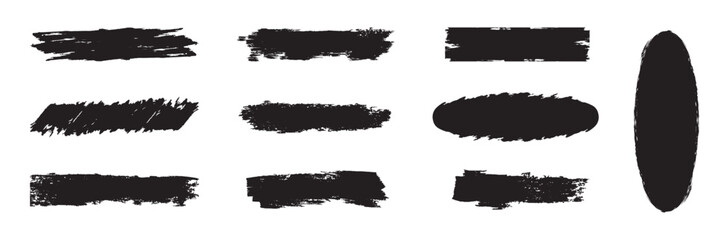 Black set paint, ink brush, brush strokes, brushes, lines, frames, box, grungy. Grungy brushes collection.Vector illustration.