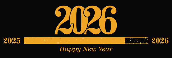 Elegant 2026 New Year Countdown Graphic with Gold Loading Bar on Black Background