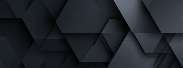 Abstract Dark grey polygonal shapes layered with shadows
