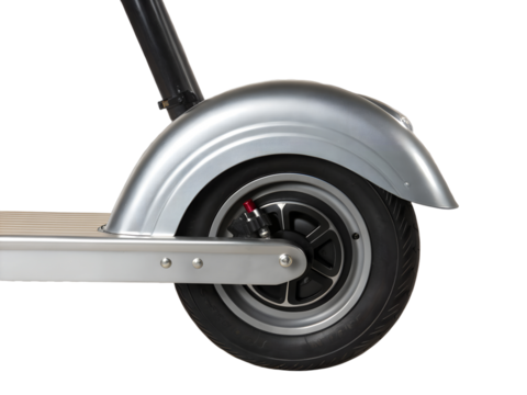 Rear wheel of electric scooter isolated on transparent background