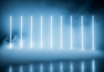 Illuminated Neon Sticks Against Moody Background With Ground Reflections