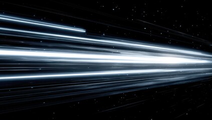 Obraz premium Light streaks, abstract bright blur on black sky, motion lines, space effect