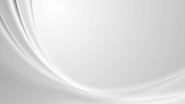 Abstract grey white smooth shiny waves blurred elegant background. Seamless looping motion design. Video animation Ultra HD 4K 3840x2160