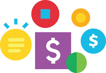 Money and financial concept icons, illustration on white background