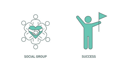 Vector illustration of social group and success concept