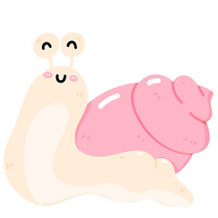 Illustration of a Cute Snail with Pink Shell