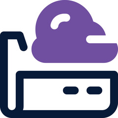 Purple Cloud Icon Over Blue Rectangular Shape Representing Digital Storage Or Technology Concept...
