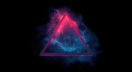 Triangle outline with vibrant, nebulous vapor on black