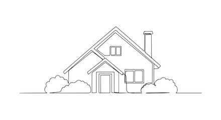 Detailed dwelling concept in a unique single continuous line art drawing, a scalable vector illustration ideal for architectural design and modern graphic projects