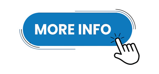 A digital cursor hand icon clicks on a blue button labeled 'MORE INFO', indicating an interactive element on a website.