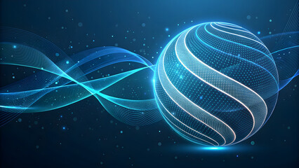 Stunning futuristic globe with glowing lines, perfect for illustrating global networks, data streams, or cutting-edge technologies, modern background