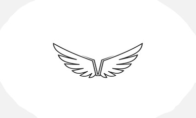 Modern minimalist symmetrical wing emblem illustration featuring clean curved lines for branding, logo design, tattoos, and vector artwork