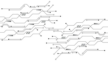 Vectors High-tech connection system on a white background. Technology digital circuit board background. Technology black circuit diagram.