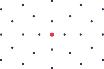 One red dot stands out from many grey dots in a pattern