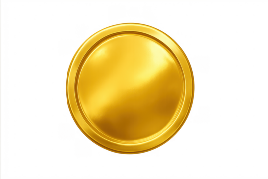 Golden blank round coin token or medal
