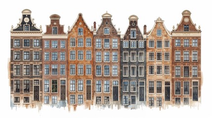 Fototapeta premium Row of historic houses with stepped gable facades, colorful facades, in an ancient town.