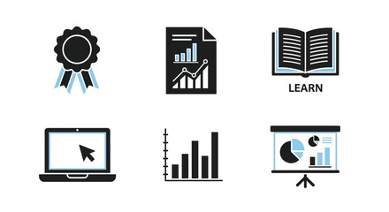 Vector illustration of set of business and education icons vector illustration