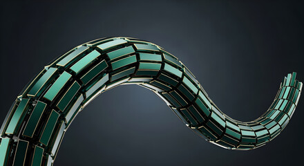 Abstract Digital Tech Data Green Segmented Wavy Copy Space