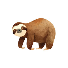 Obraz premium Cute Cartoon Sloth Illustration Standing Adorable Animal Character.