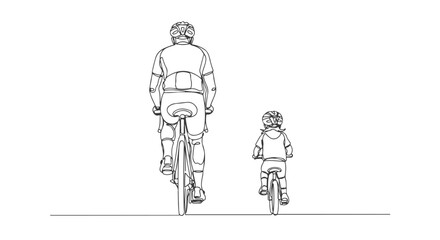 Continuous Line Art Single Line Drawing of Cyclists, Simple and Minimalist