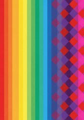 Vibrant chromatic spectrum with geometric overlay creates visual interest