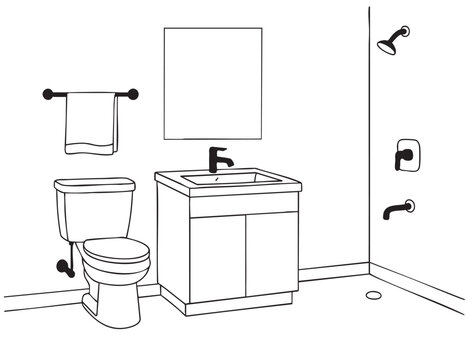shower design isometric line sketch drawing 3d illustration vector