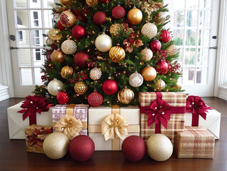 Christmas morning gifts under the tree