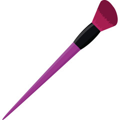 Purple makeup brush with pink bristles and black ferrule on a transparent background isolated studio shot