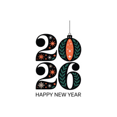 Happy New Year 2026 Ornament Design