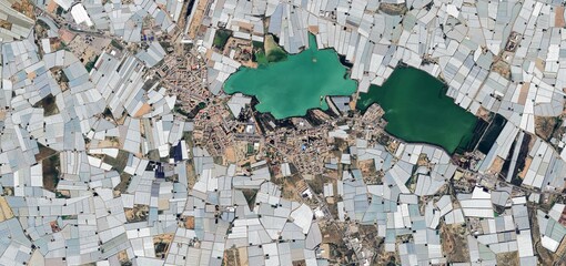 Vast Sea of Plastic Greenhouses in Almeria Spain Aerial View