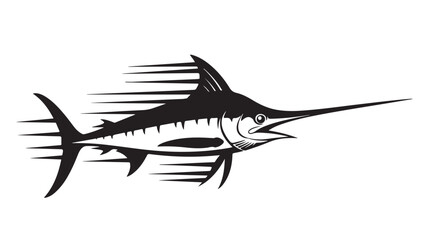 Fototapeta premium Dynamic marlin silhouette leaping with power and speed, perfect for fishing enthusiasts, sports teams, or coastal designs seeking a bold, nautical symbol of strength and agility